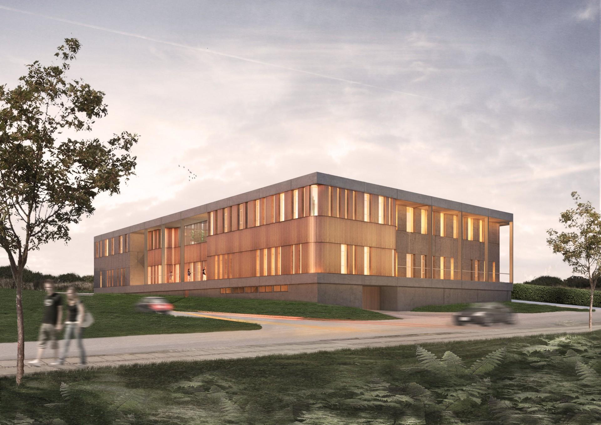 Byggeriet er på 4.000 kvm og kommer til at indeholde syv retssale. Illustration: KPF Arkitekter.