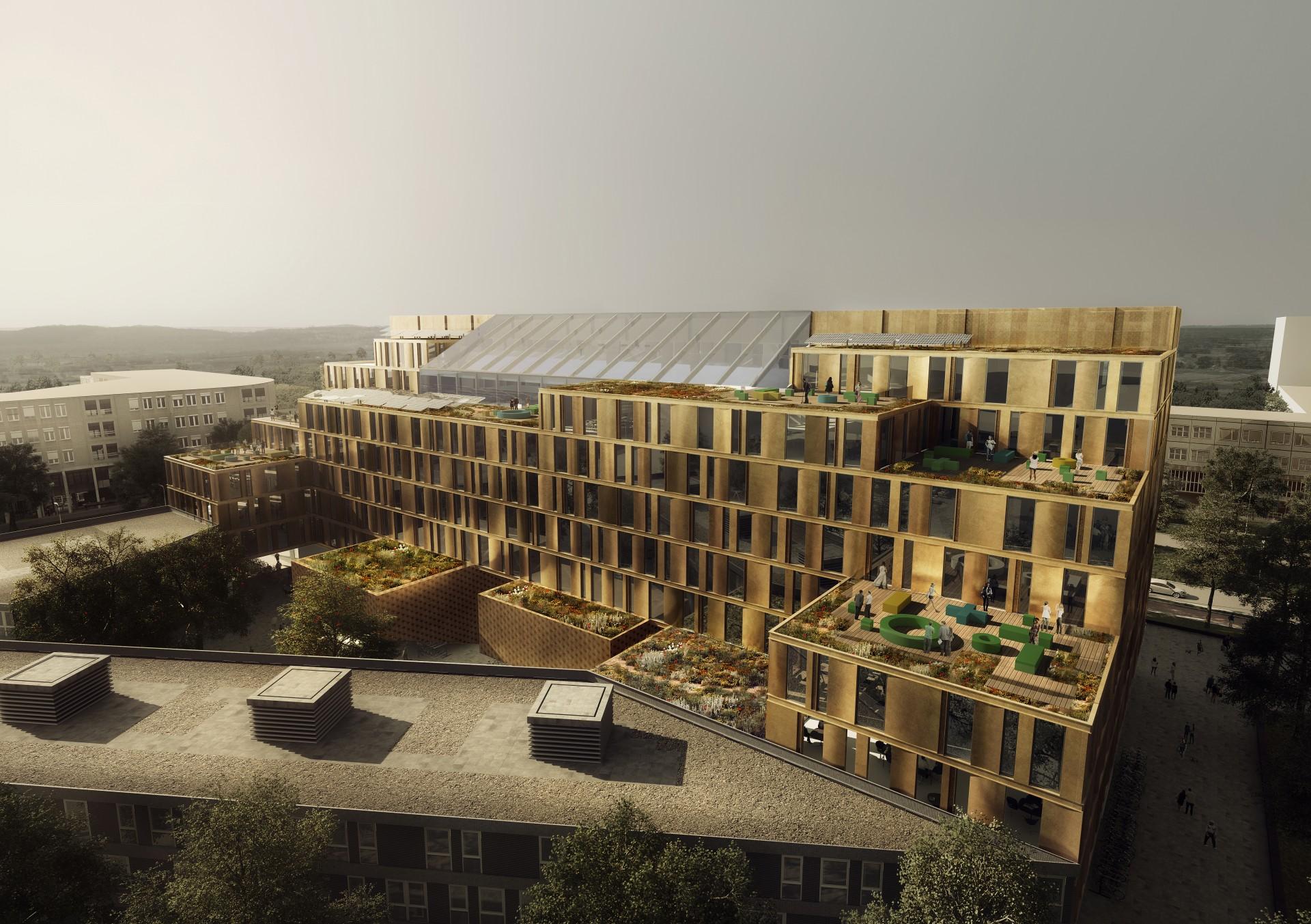 - Bygningen opløser sig selv ind mod nabobygningerne med en serie grønne terrasser og taghaver, fortæller Kristian Ahlmark, Senior partner hos Schmidt Hammer Lassen.