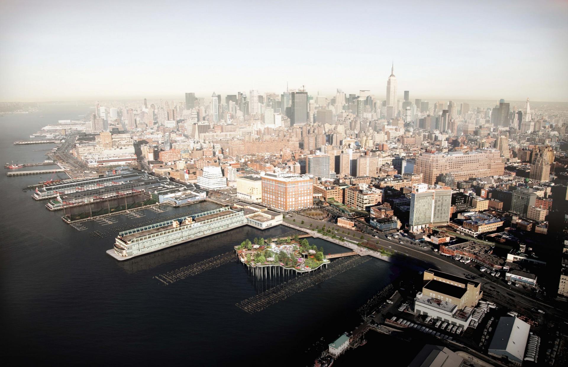 Parken får hjemme på Hudson-floden. Illustration: Heatherwick Studio.