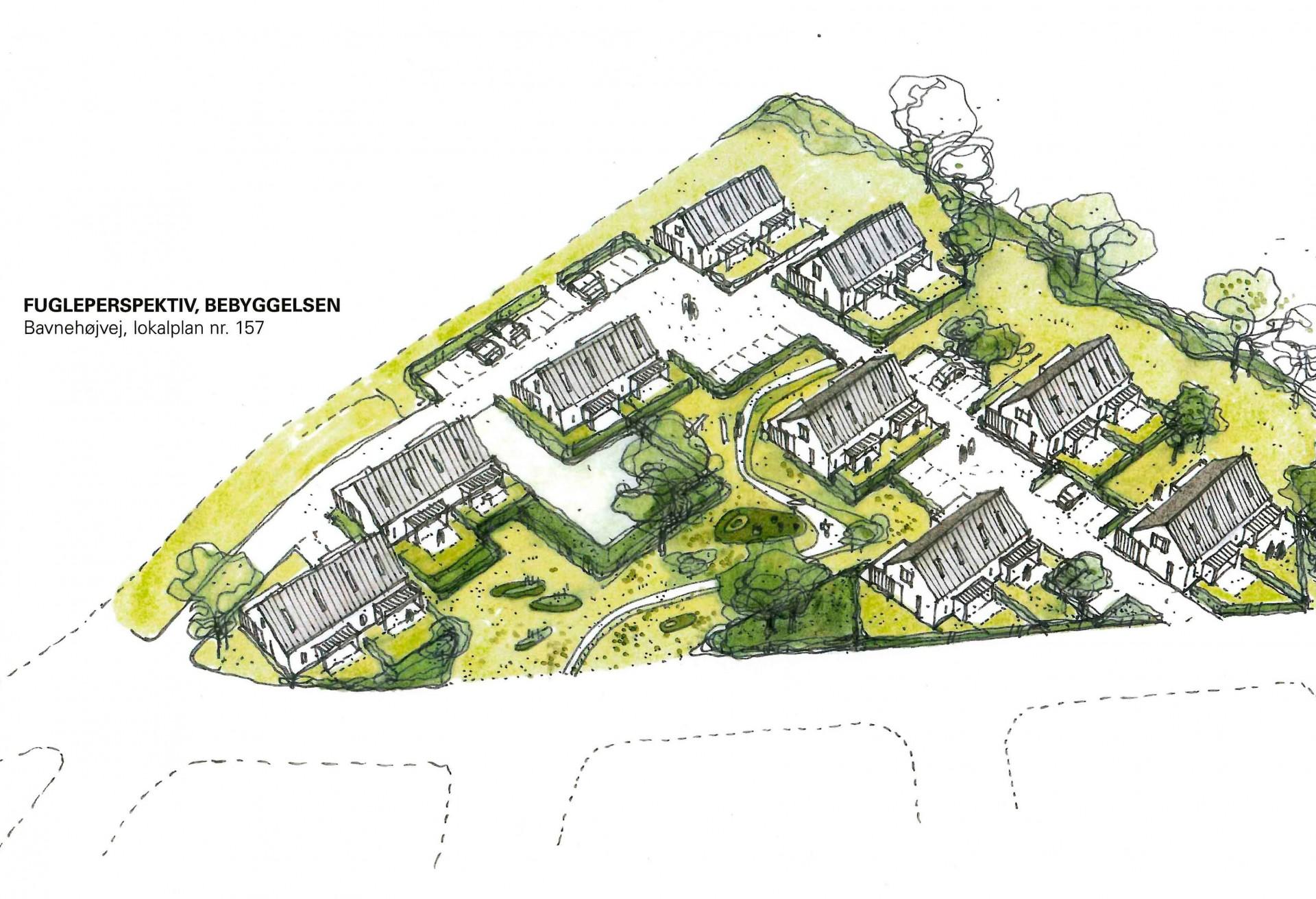 Bebyggelsen på Bavnehøjvej. Visualisering: Arkitektfirmaet KAAI.