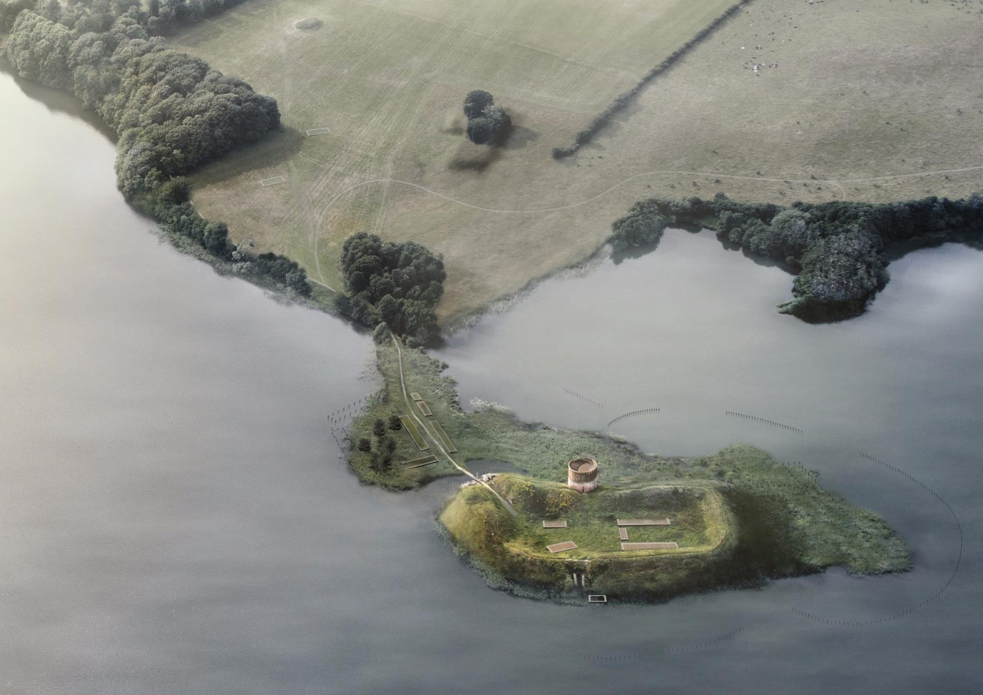 - Det er et fantastisk spændende vinderprojekt, som har sans for både historien og naturen, siger borgmester Torsten Nielsen fra Viborg Kommune. Visualisering: Arkitektfirmaet Erik Brandt Dam og Cornelius + Vöge.