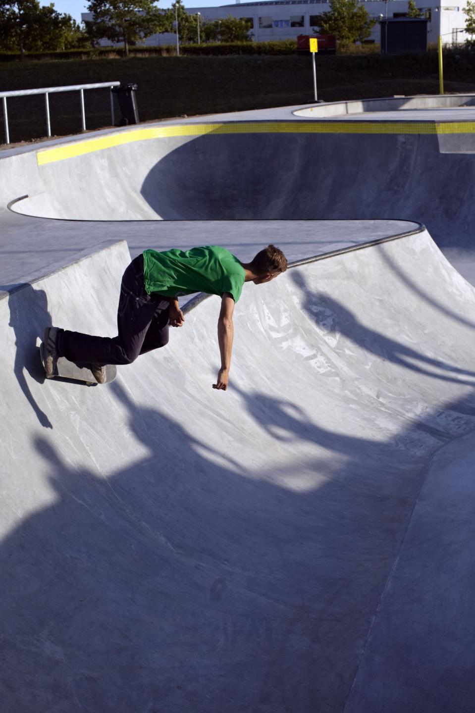 Rabalder Parken i Roskilde har vundet flere priser for sit design med et kombineret vandresevoir og skaterbane. Foto: Mikkel Bache.