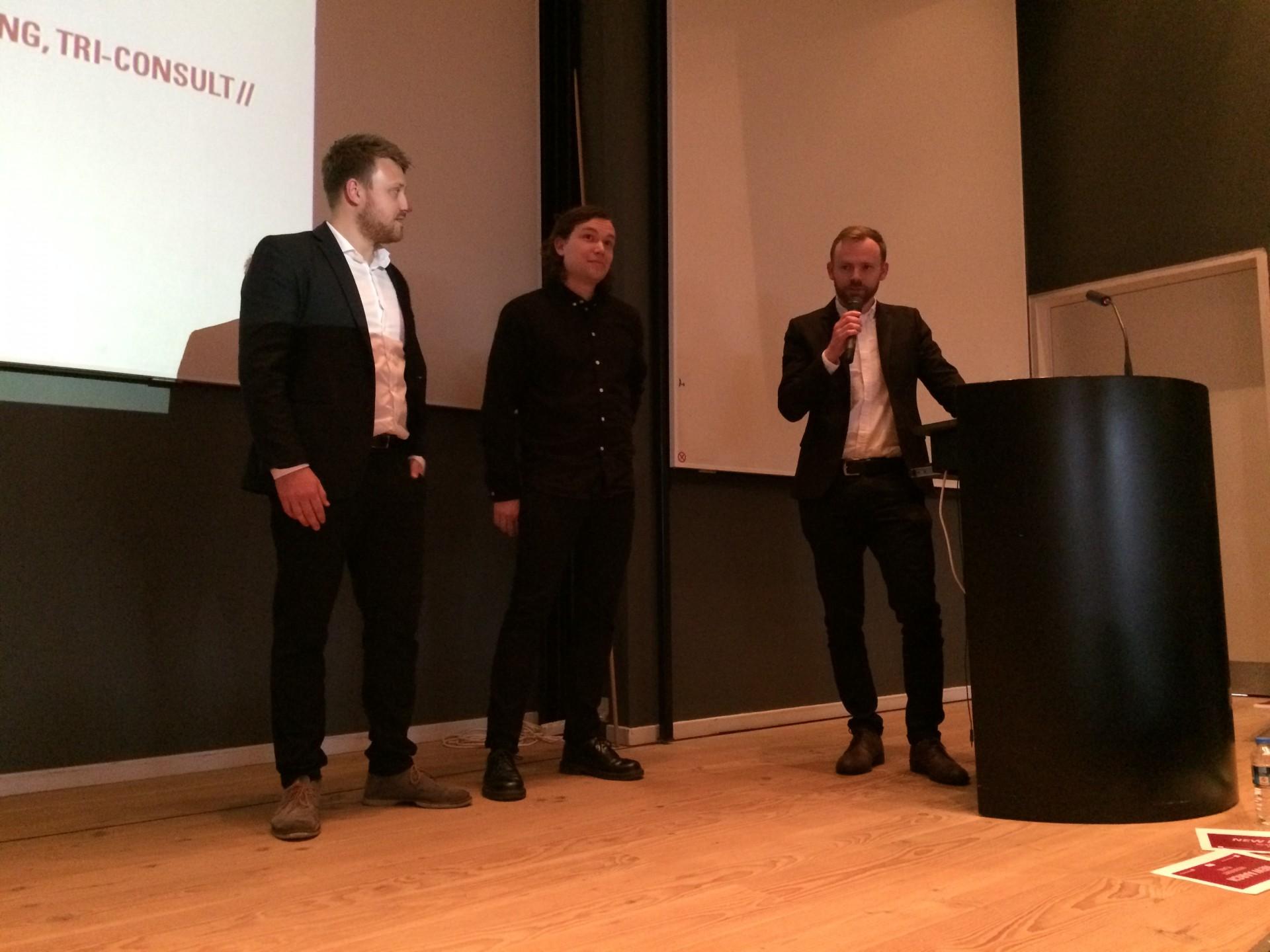 Mathias Palle, Jonas Snedevind Nielsen og Brian Vargo skal tegne den nye arkitektskole i Aarhus. Foto: Kristian Troelsen.