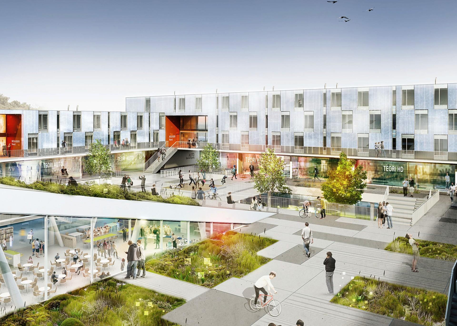 Nybyggeriet vil mindske skolens drifts- og kapitaludgifter med 7,3 millioner kroner om året. Illustration fra projektmaterialet / Årstiderne Arkitekter.