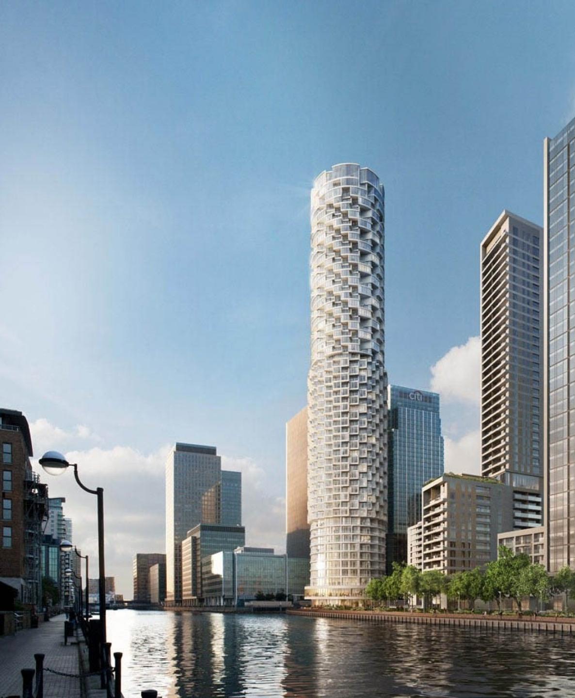 One Park Drive. Visualisering: Herzog & de Meuron