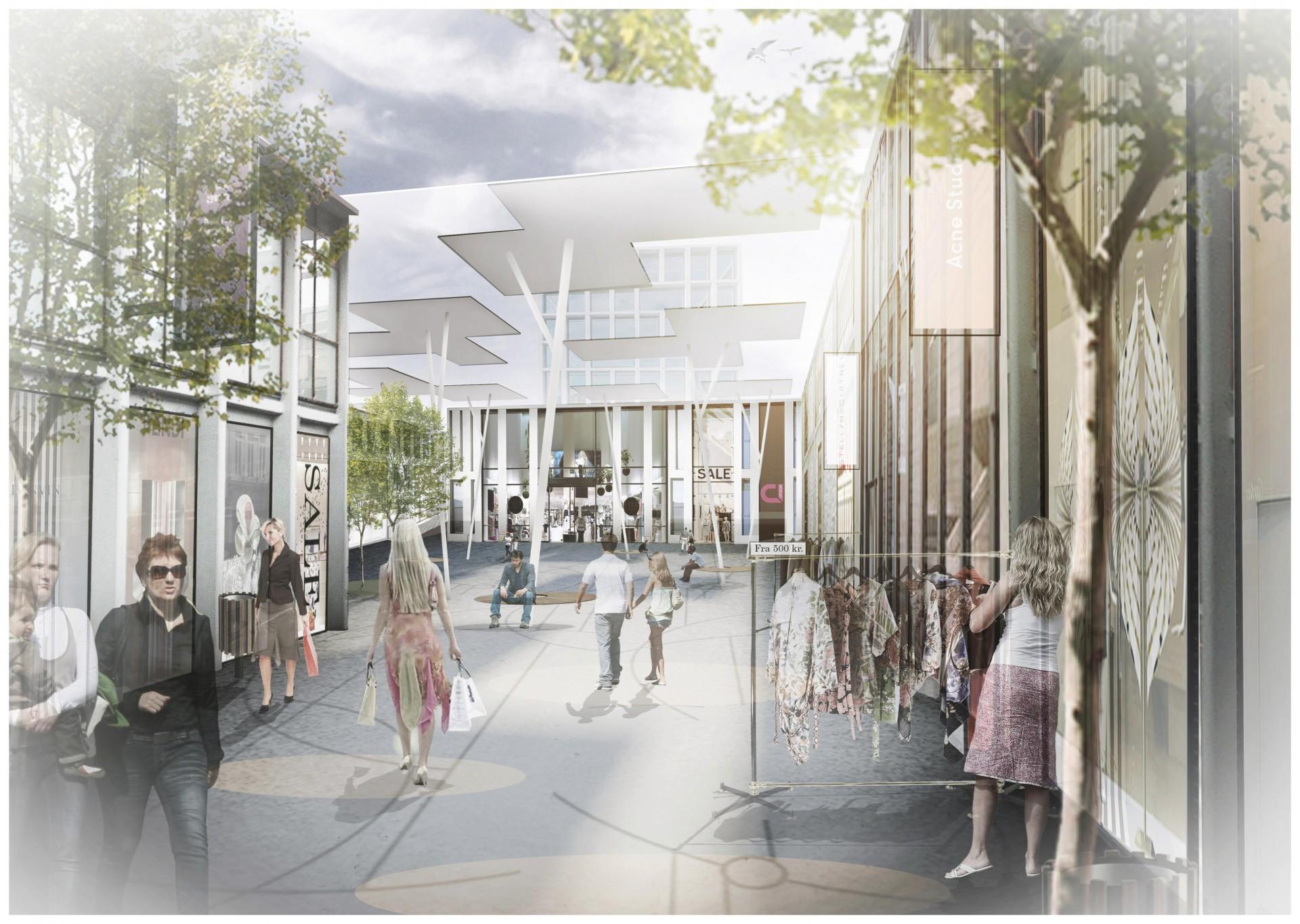 Albertslund Centrum set fra gadeniveau. Pressebillede.