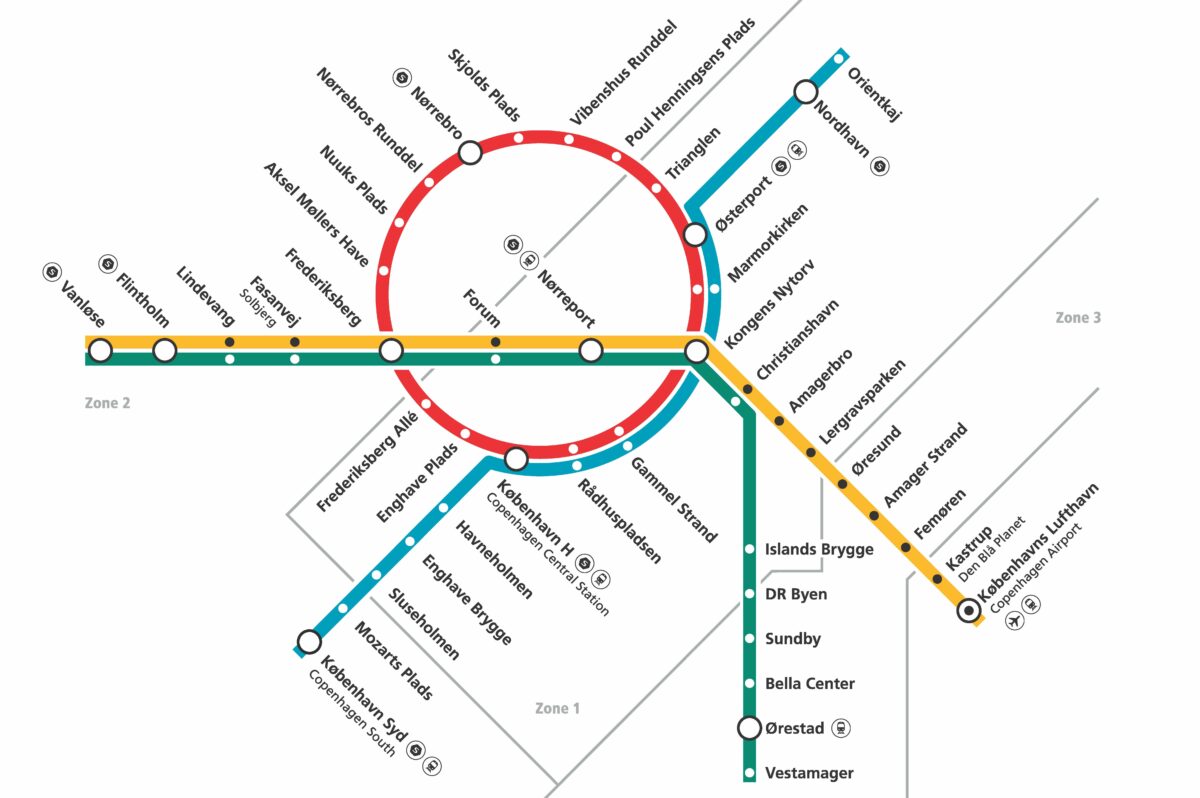 Metrokortet viser alle linjer inkl. de fem nye stationer på den lyseblå linje.