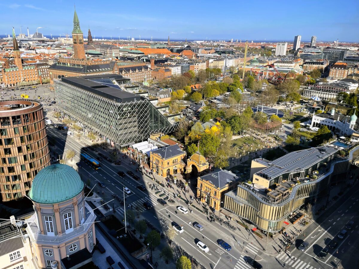 København, tæt ved Rådhuspladsen, set fra luften.