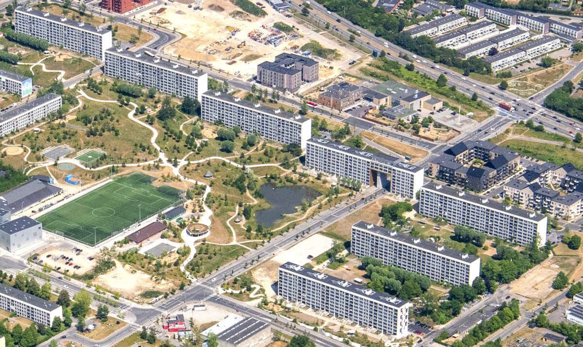 Luftfoto af Gellerupparken.