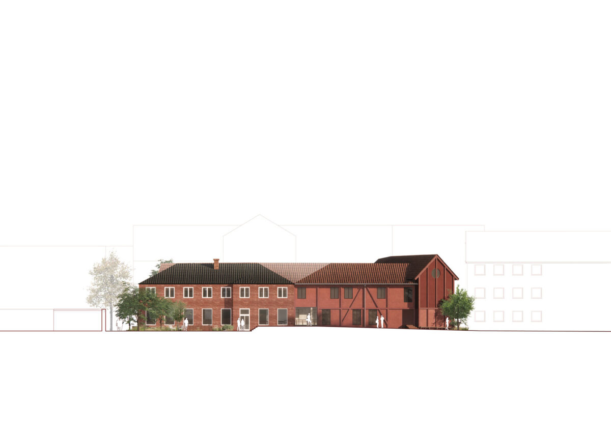 Visualisering af gammel skolehjemsbygning i Helsingør