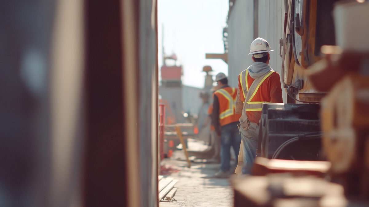 Personer på byggeplads