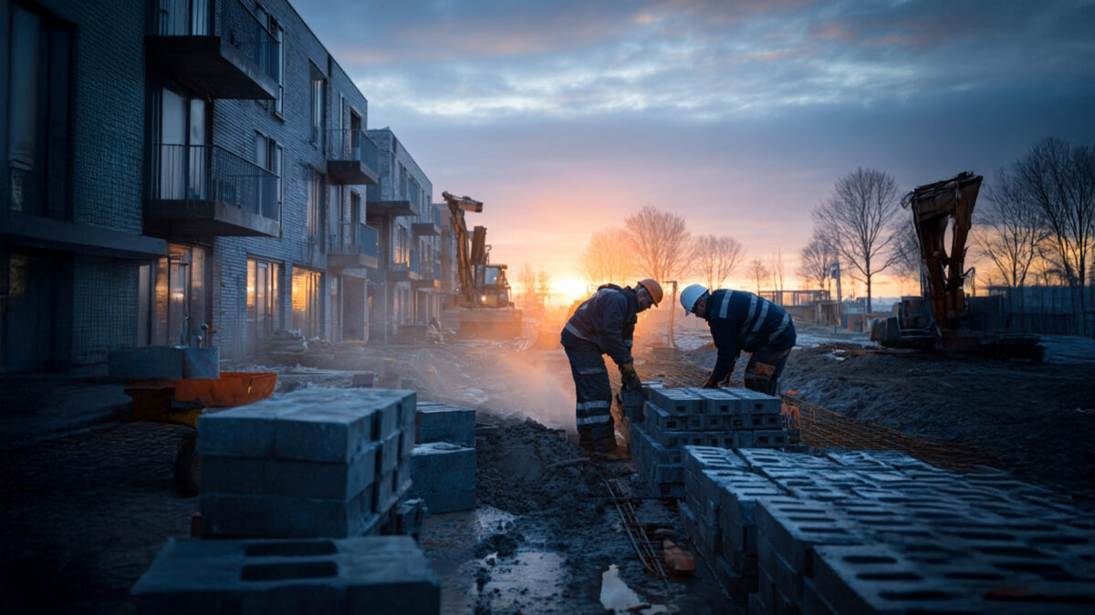 To personer lægger fundament