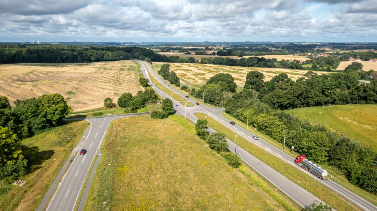 Tilslutningsanlæg ved Knabstrup set fra luften
