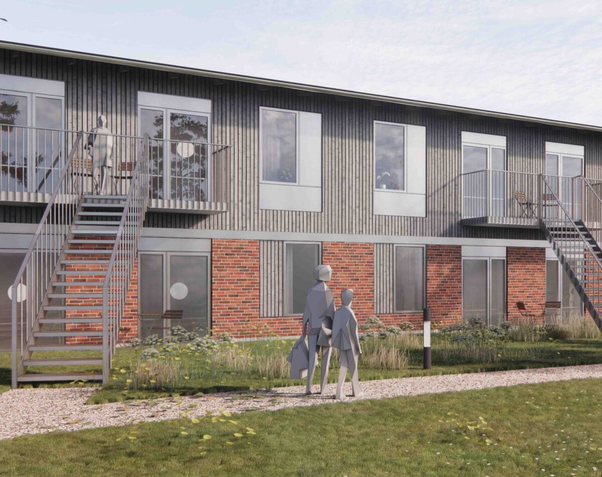 Visualisering af altaner på kommende plejecenter.