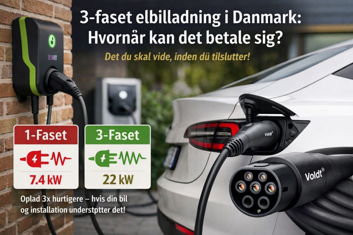 3-faset elbilladning i Danmark