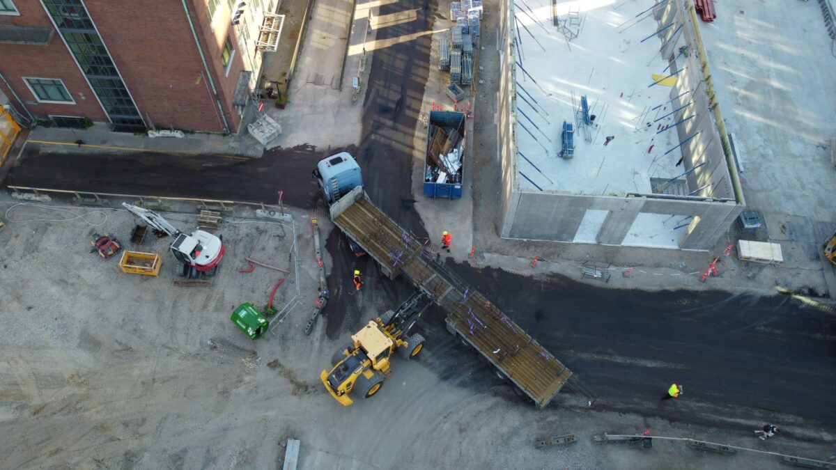 Dronebillede af Dustex arbejde